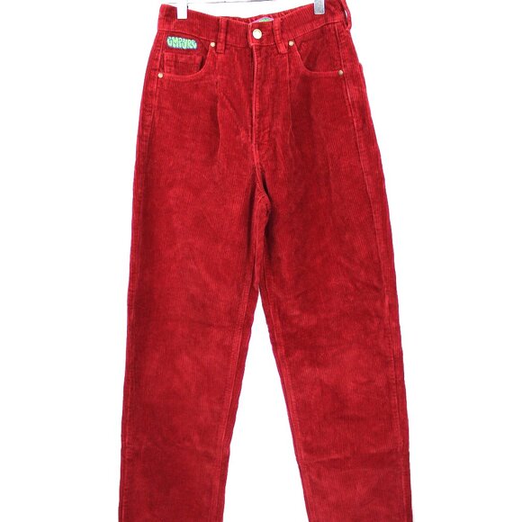 Empyre Women's Red Corduroy Pants Loose Fit Size S SK8R Y2K Hip Hop Grunge VTG - Picture 1 of 8